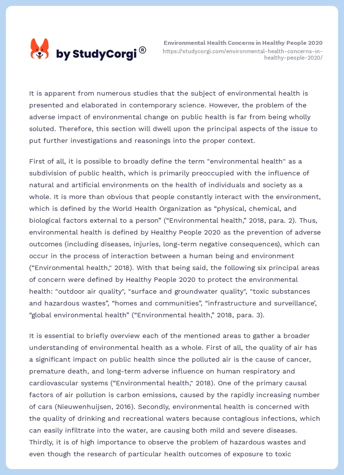 Environmental Health Concerns in Healthy People 2020. Page 2