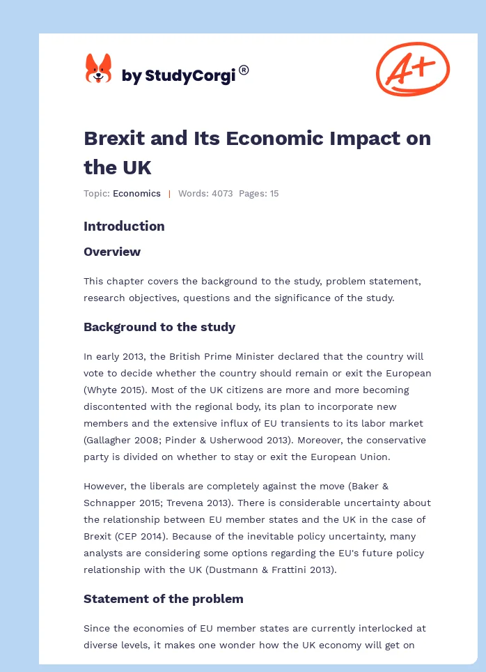 Brexit and Its Economic Impact on the UK. Page 1