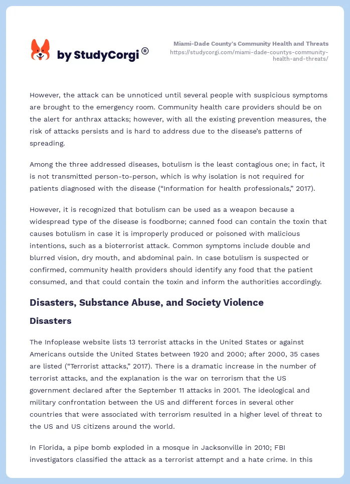 Miami-Dade County's Community Health and Threats. Page 2