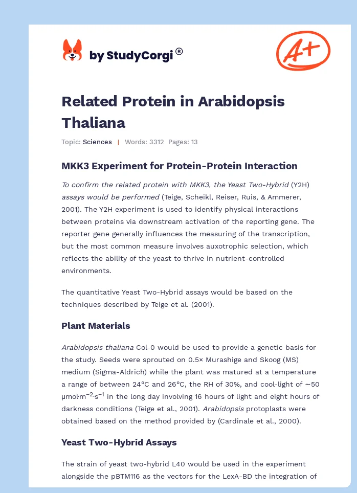 Related Protein in Arabidopsis Thaliana. Page 1