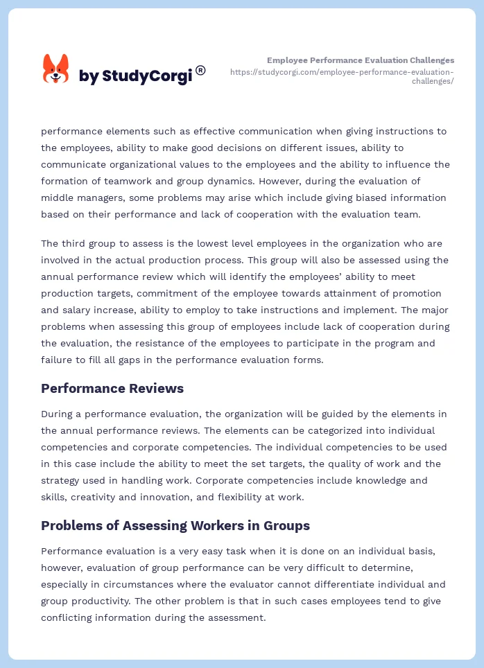 Employee Performance Evaluation Challenges. Page 2