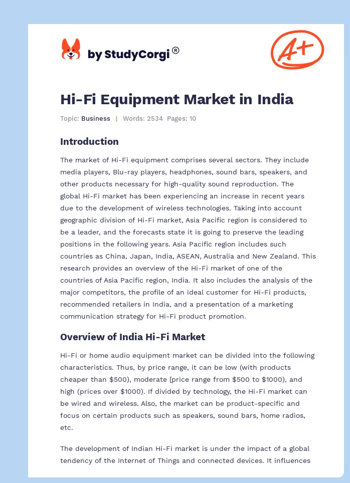 Hi-Fi Equipment Market in India. Page 1