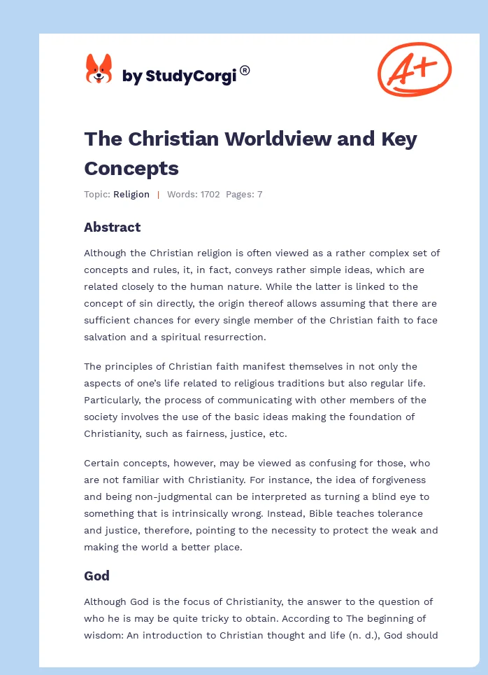 The Christian Worldview and Key Concepts. Page 1