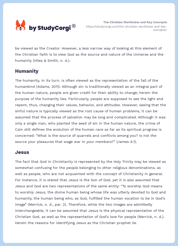 The Christian Worldview and Key Concepts. Page 2