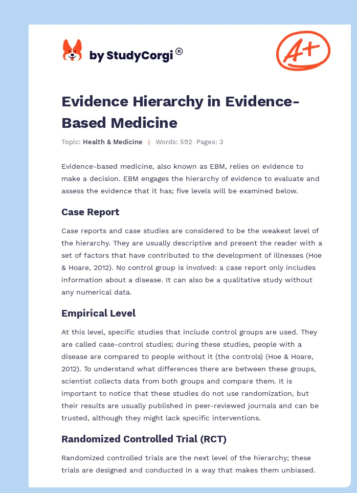 Evidence Hierarchy in Evidence-Based Medicine. Page 1