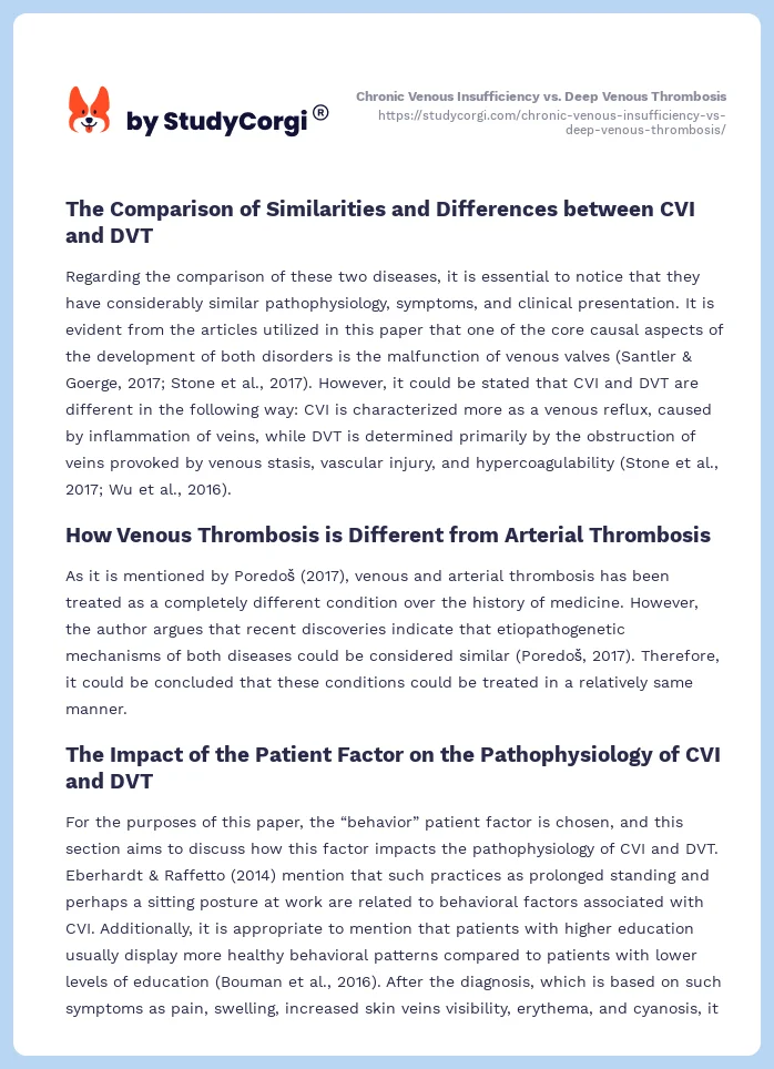 Chronic Venous Insufficiency vs. Deep Venous Thrombosis. Page 2