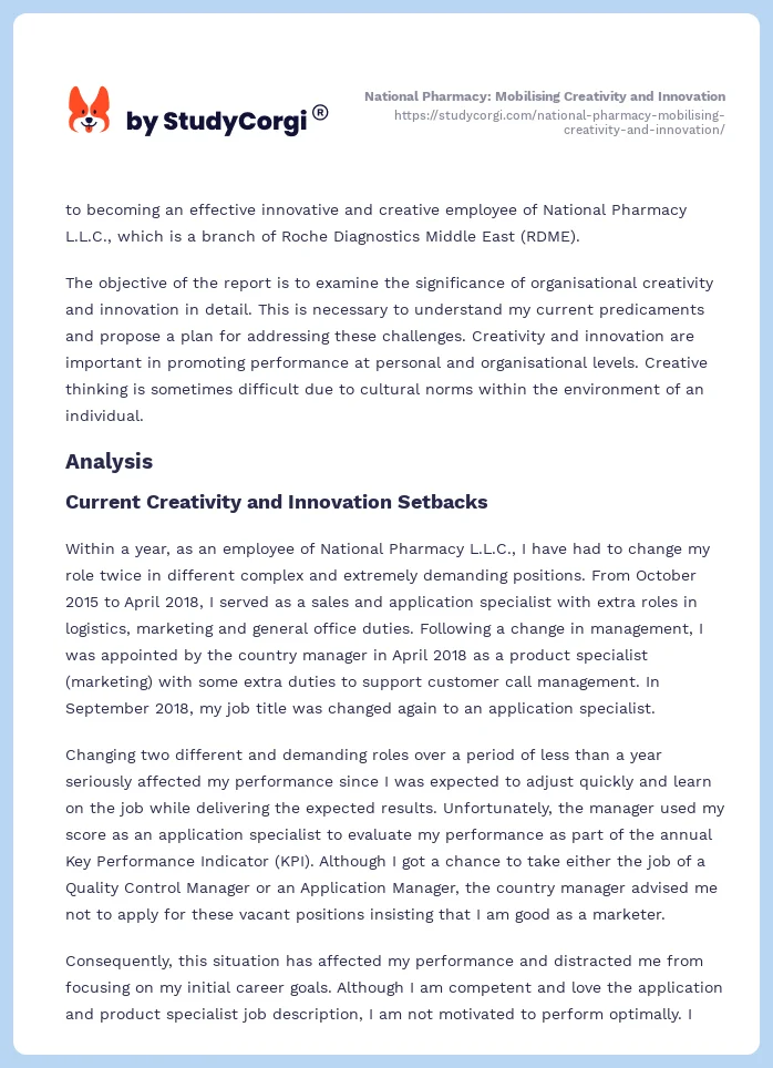 National Pharmacy: Mobilising Creativity and Innovation. Page 2