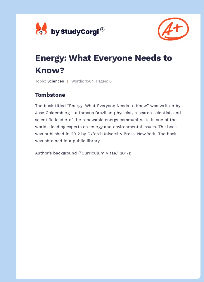 Energy: What Everyone Needs to Know?. Page 1