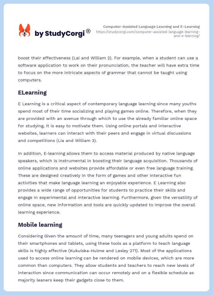 Computer-Assisted Language Learning and E-Learning. Page 2
