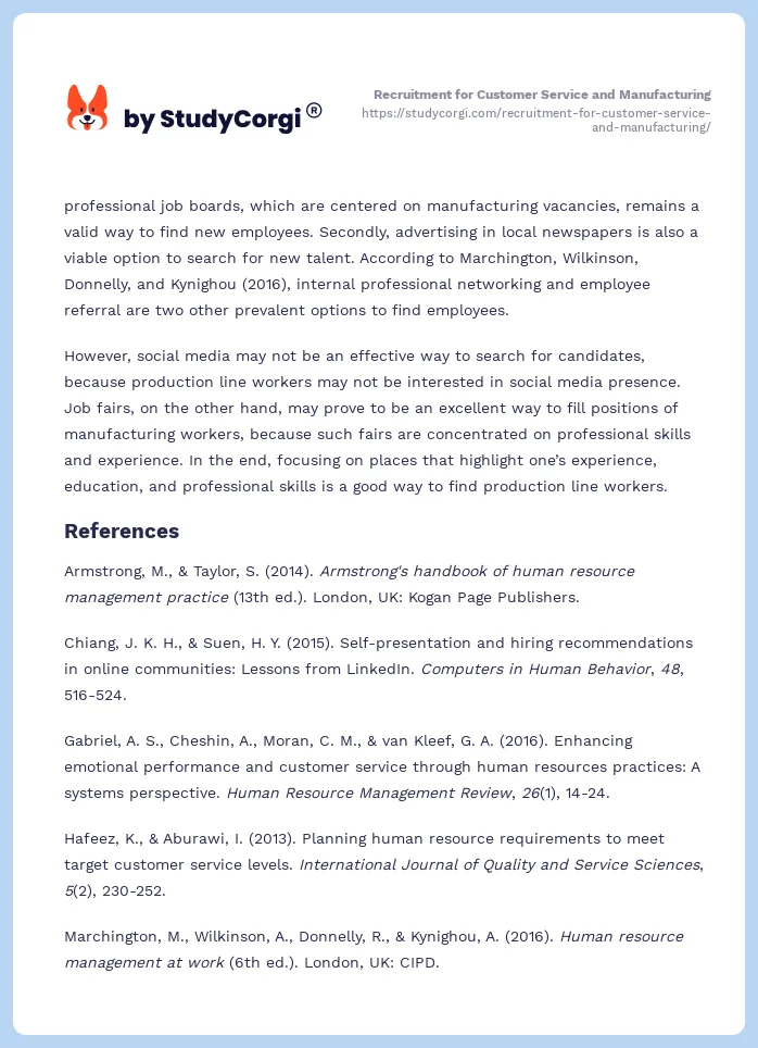 Recruitment for Customer Service and Manufacturing. Page 2