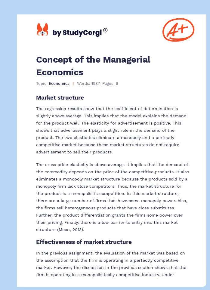 Concept of the Managerial Economics. Page 1