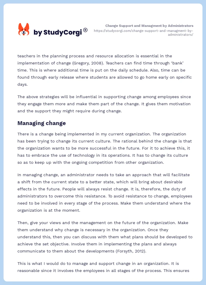 Change Support and Managment by Administrators. Page 2