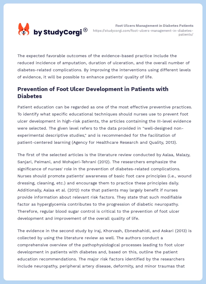 Foot Ulcers Management in Diabetes Patients. Page 2