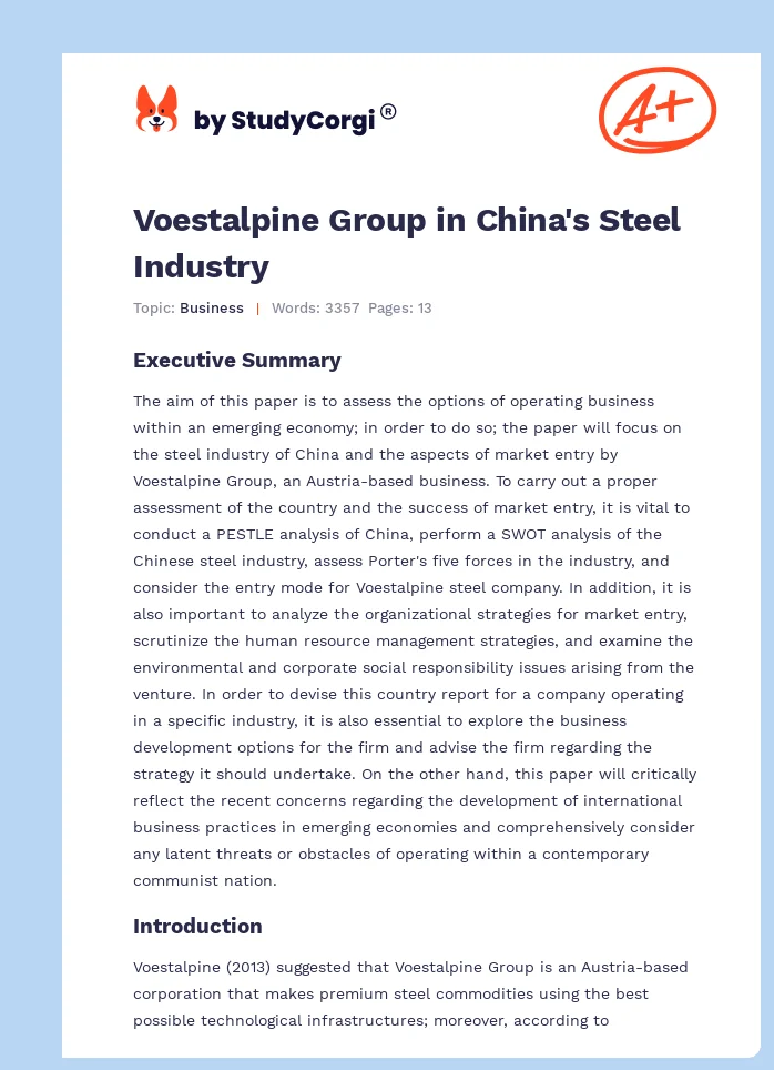 Voestalpine Group in China's Steel Industry. Page 1