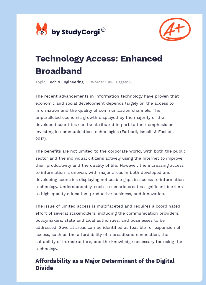 Technology Access: Enhanced Broadband. Page 1