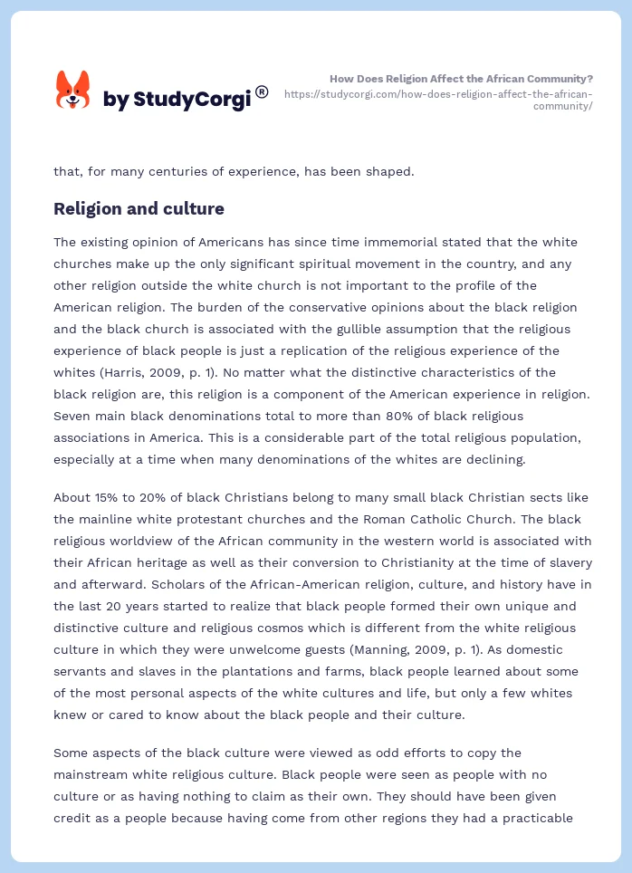 How Does Religion Affect the African Community?. Page 2