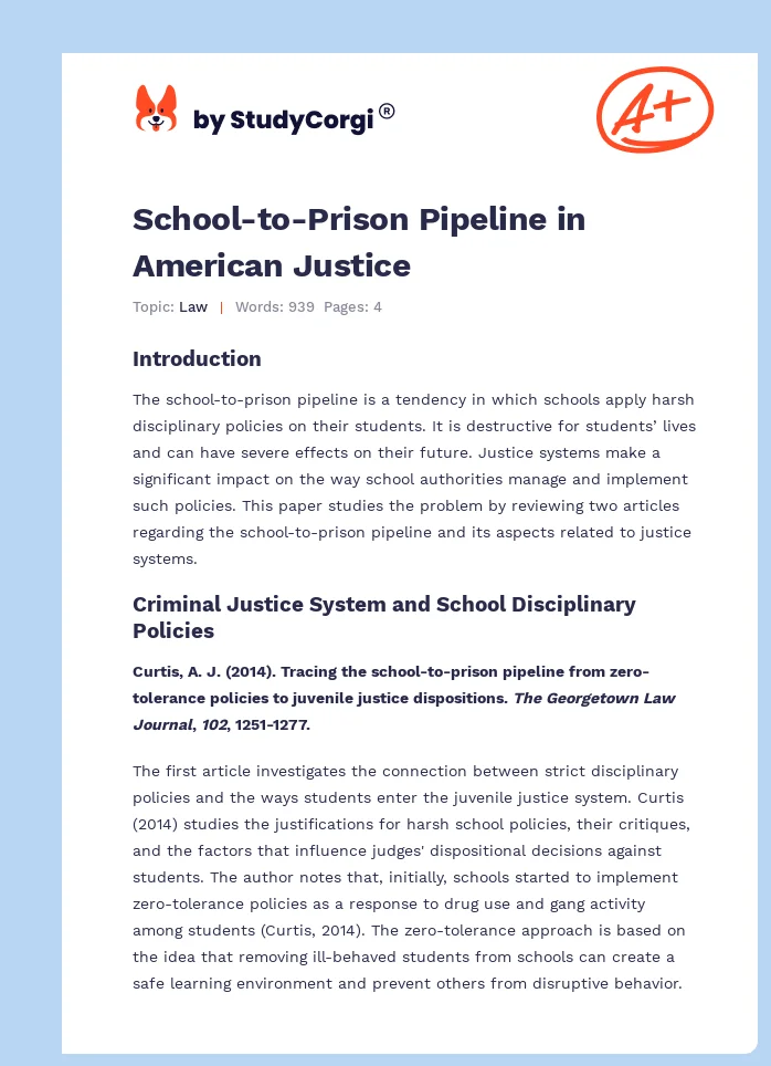 School-to-Prison Pipeline in American Justice. Page 1