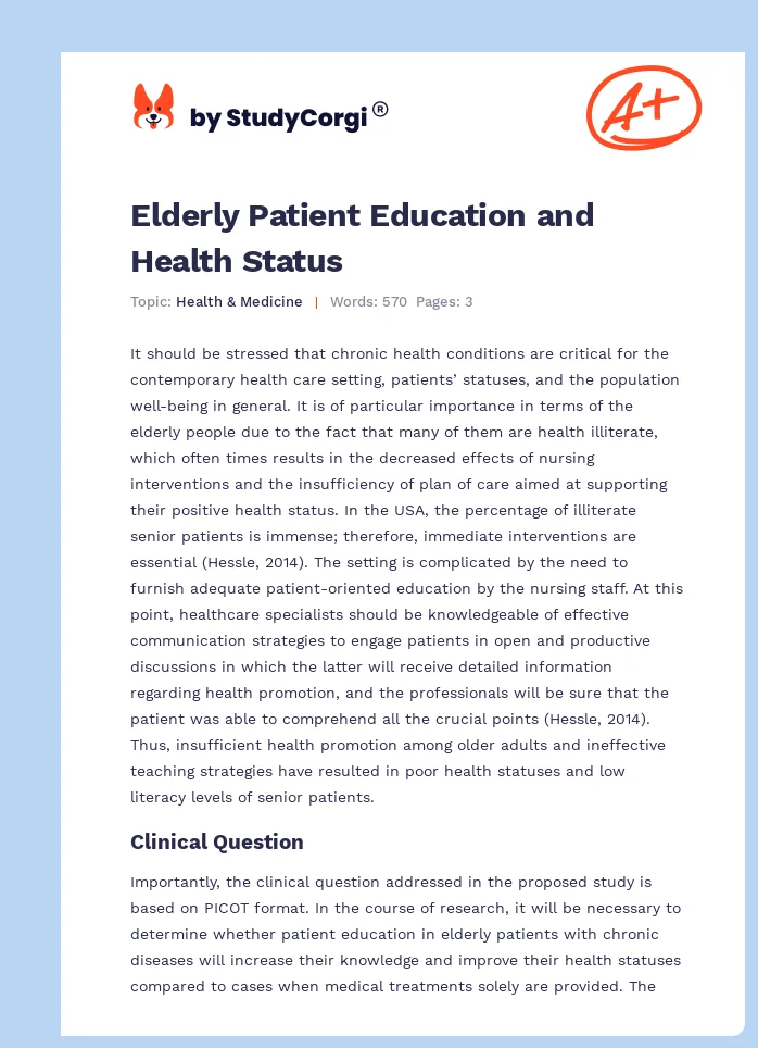 Elderly Patient Education and Health Status. Page 1