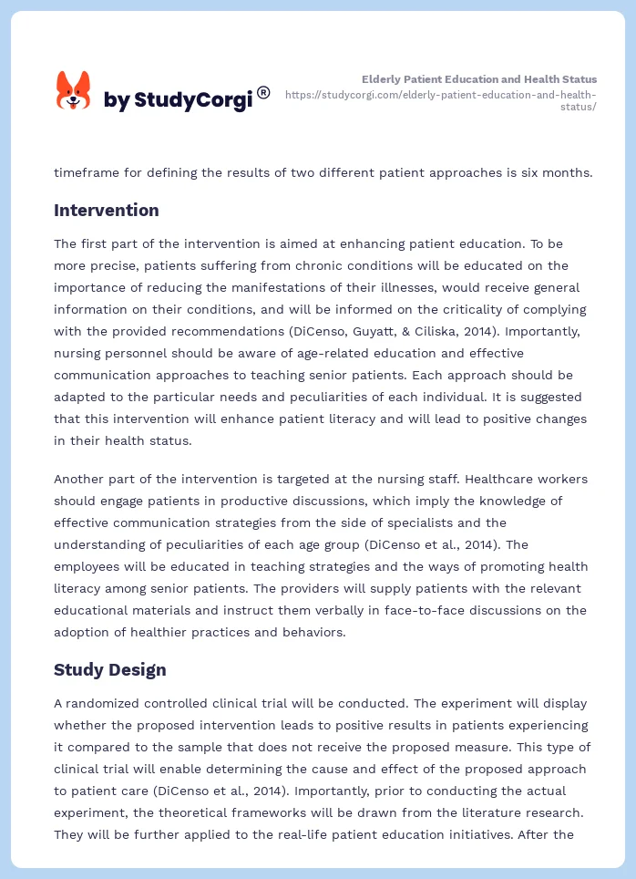 Elderly Patient Education and Health Status. Page 2