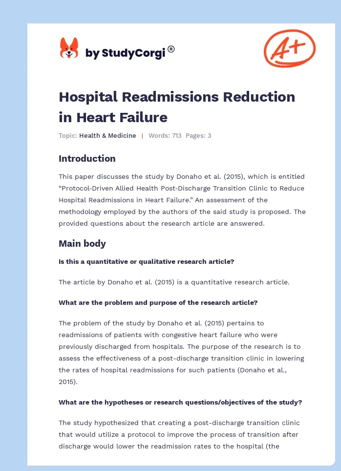 Hospital Readmissions Reduction in Heart Failure. Page 1