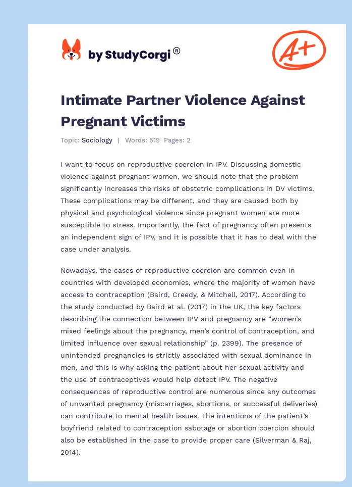 Intimate Partner Violence Against Pregnant Victims. Page 1