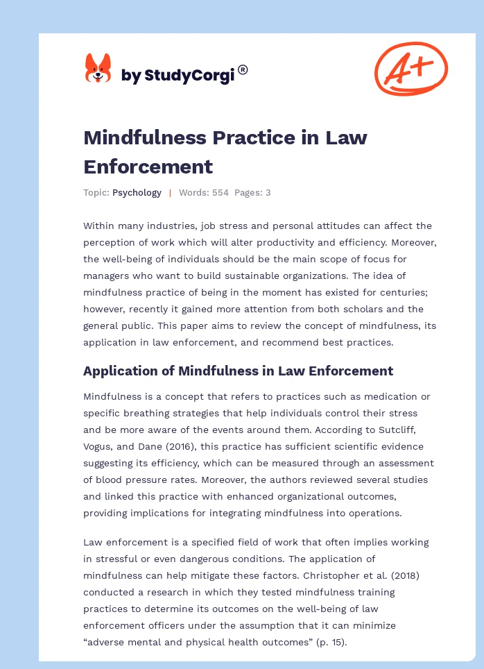 Mindfulness Practice in Law Enforcement. Page 1