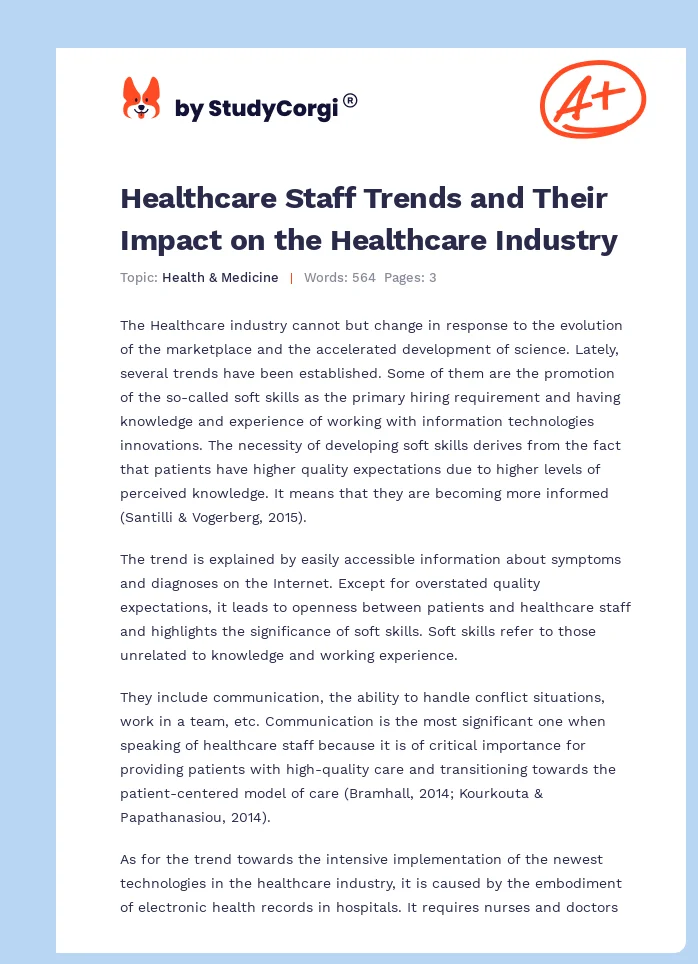 Healthcare Staff Trends and Their Impact on the Healthcare Industry. Page 1