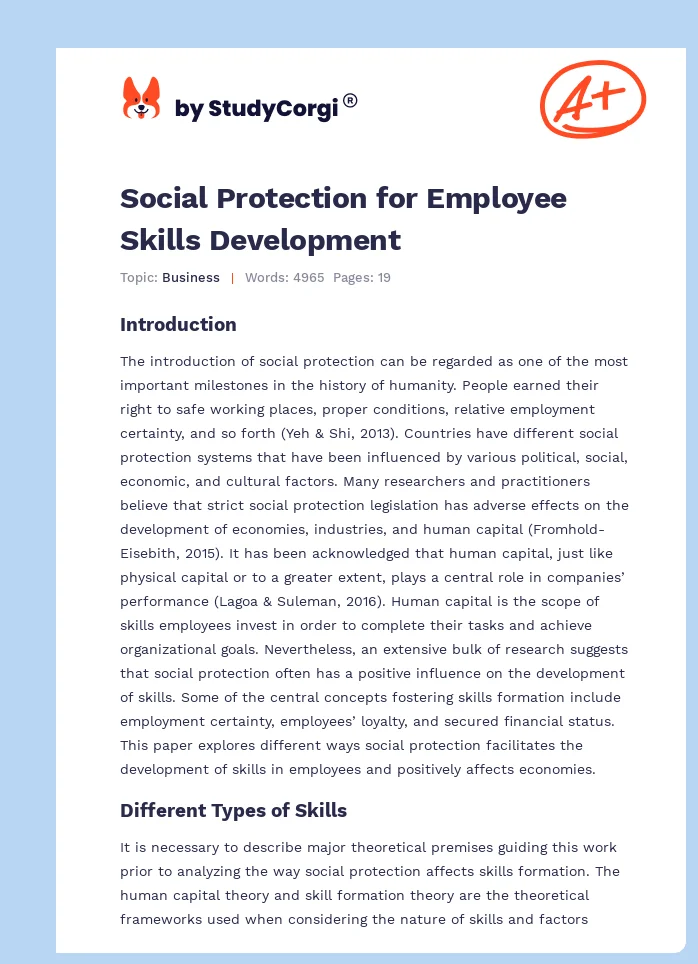 Social Protection for Employee Skills Development. Page 1