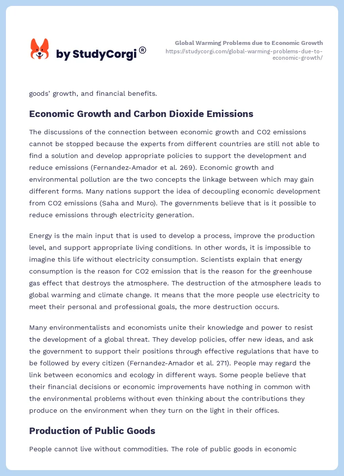 Global Warming Problems due to Economic Growth. Page 2