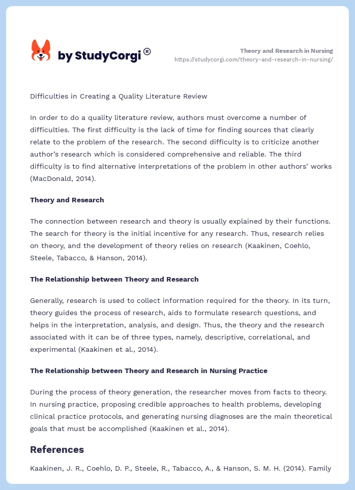 Theory and Research in Nursing. Page 2