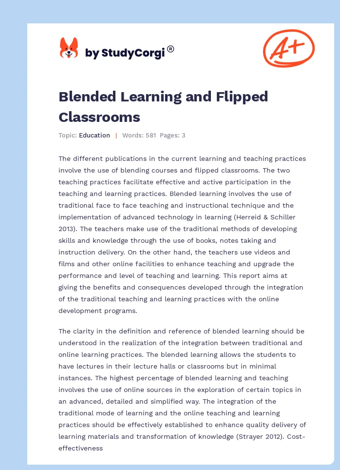Blended Learning and Flipped Classrooms. Page 1