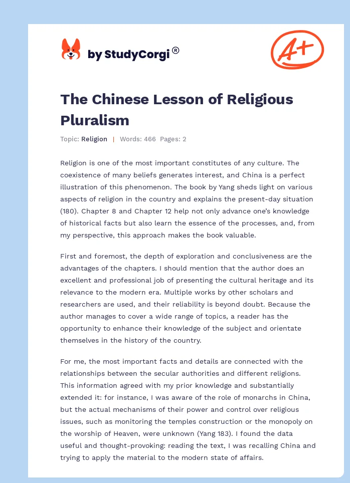The Chinese Lesson of Religious Pluralism. Page 1