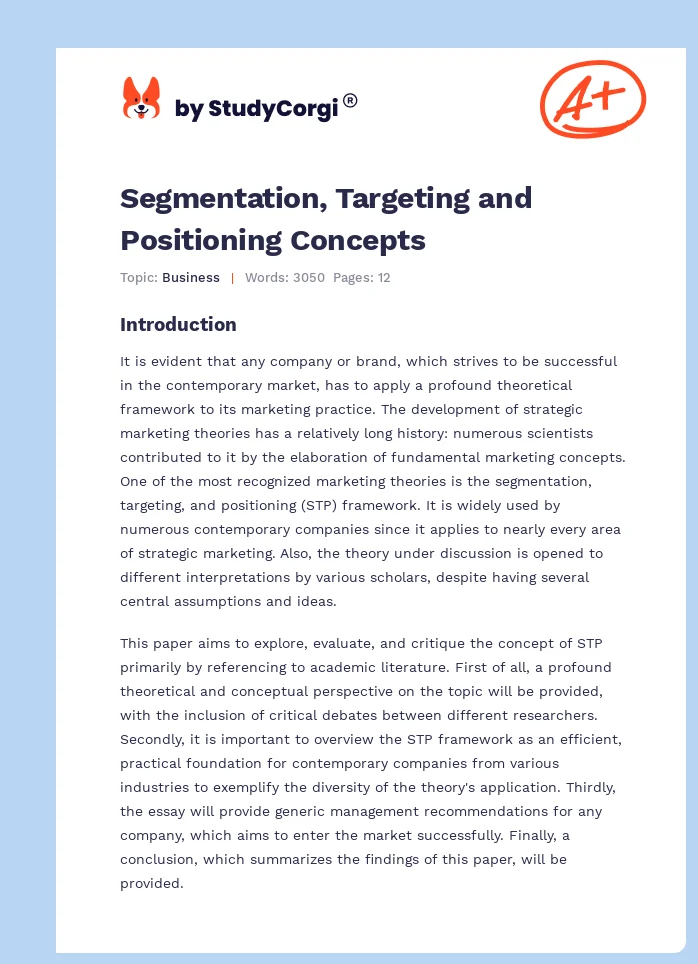 Segmentation, Targeting and Positioning Concepts. Page 1