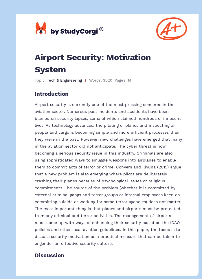 Airport Security: Motivation System. Page 1