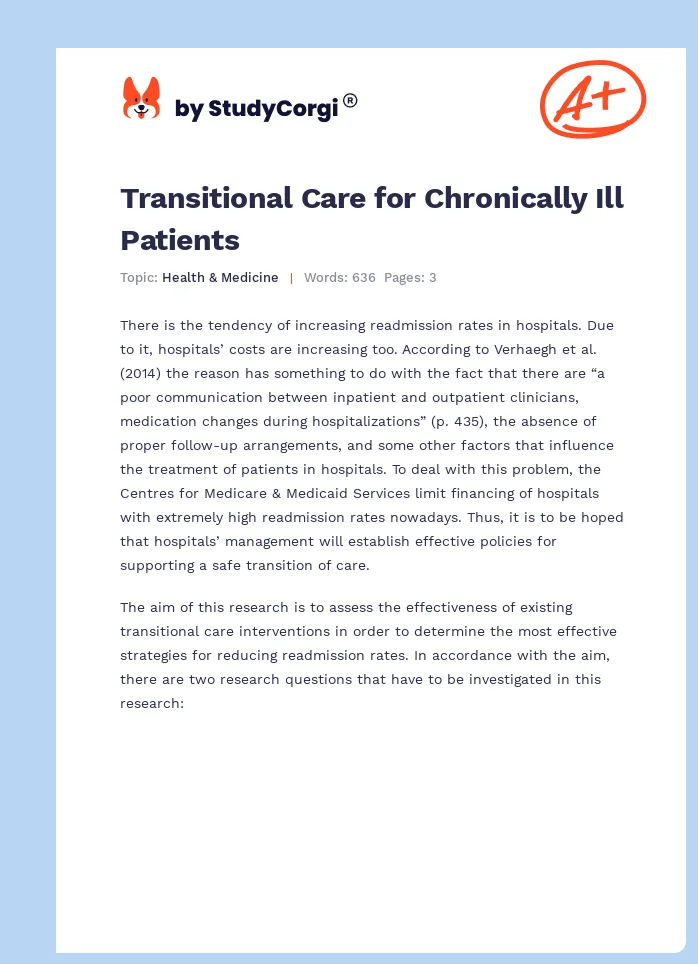 Transitional Care for Chronically Ill Patients. Page 1