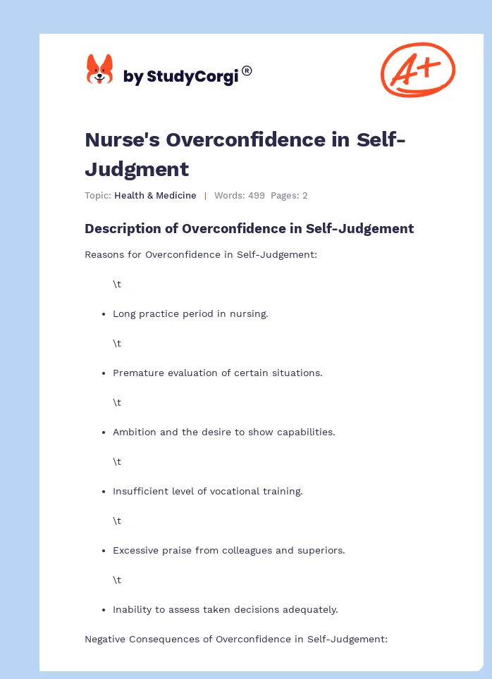 Nurse's Overconfidence in Self-Judgment. Page 1