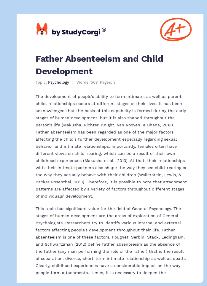 Father Absenteeism and Child Development. Page 1