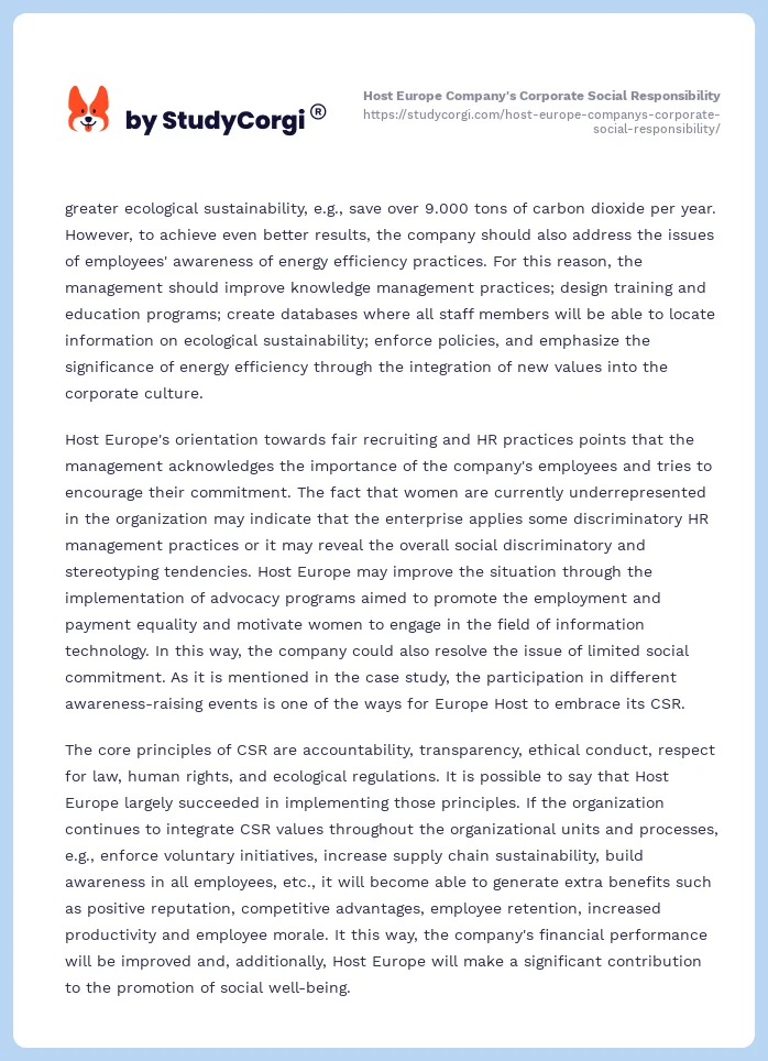 Host Europe Company's Corporate Social Responsibility. Page 2