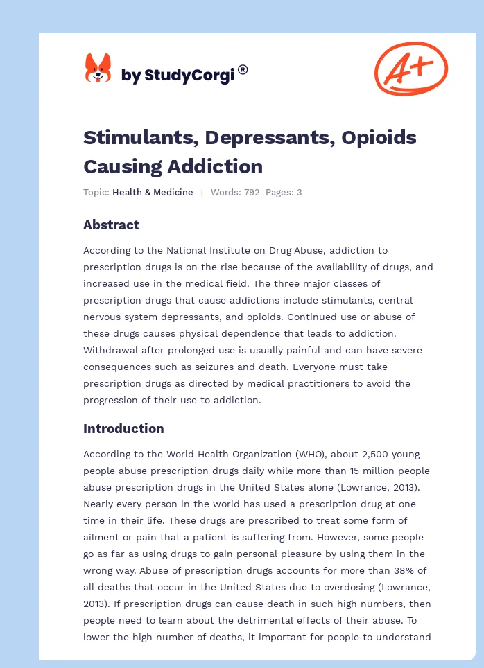Stimulants, Depressants, Opioids Causing Addiction. Page 1