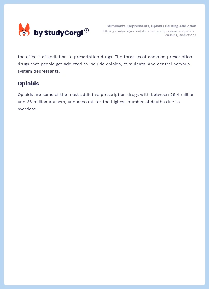 Stimulants, Depressants, Opioids Causing Addiction. Page 2