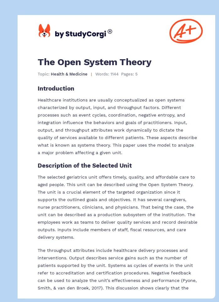 The Open System Theory. Page 1