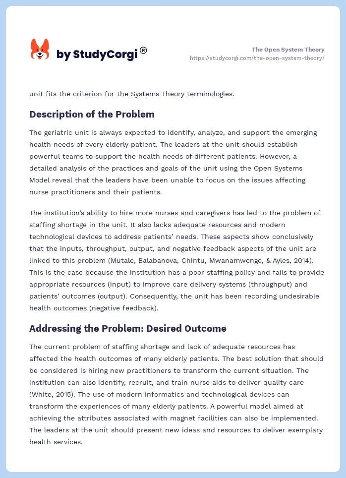 The Open System Theory. Page 2
