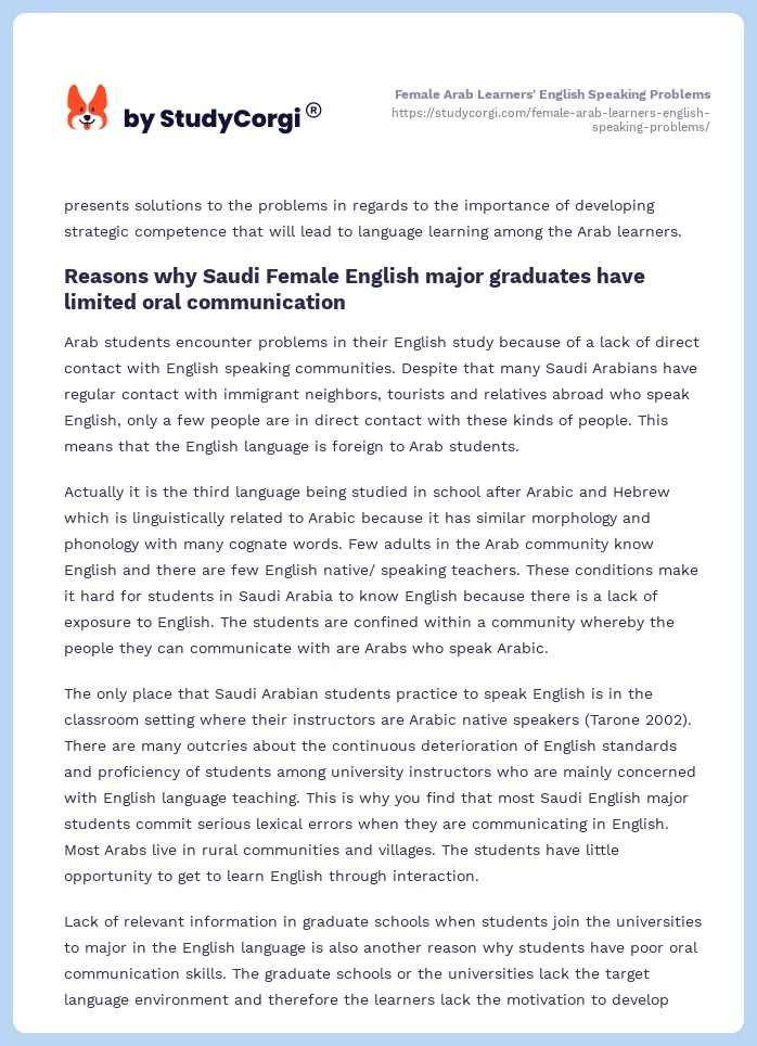 Female Arab Learners' English Speaking Problems. Page 2
