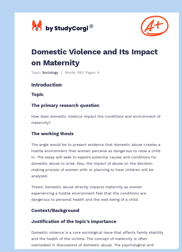 Domestic Violence and Its Impact on Maternity. Page 1