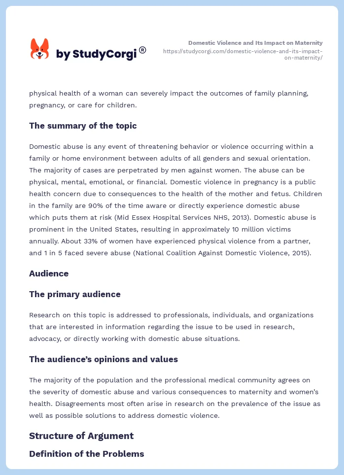 Domestic Violence and Its Impact on Maternity. Page 2