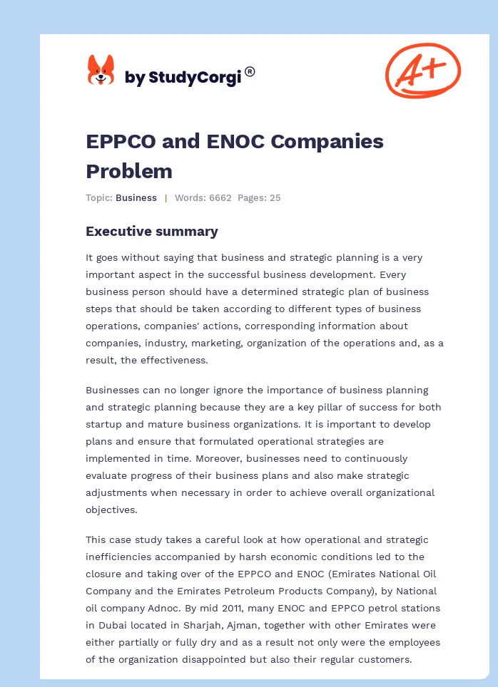 EPPCO and ENOC Companies Problem. Page 1