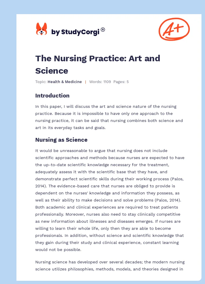 The Nursing Practice: Art and Science. Page 1