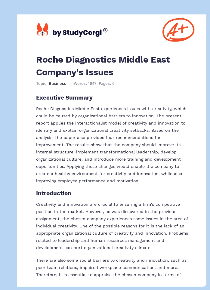 Roche Diagnostics Middle East Company's Issues. Page 1