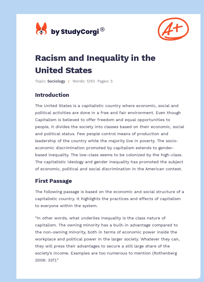 Racism and Inequality in the United States. Page 1