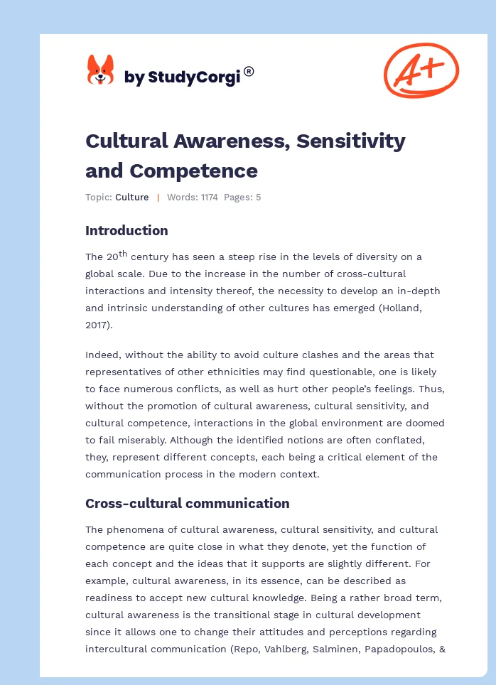 Cultural Awareness, Sensitivity and Competence. Page 1